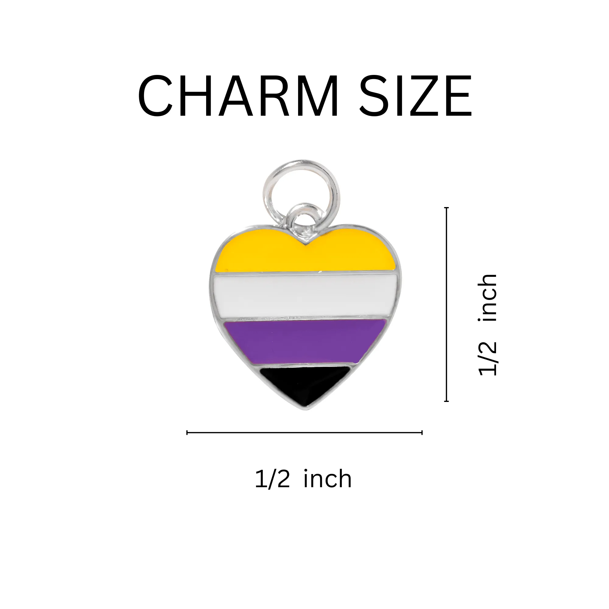 Nonbinary Flag Heart Charm Black Cord Necklaces