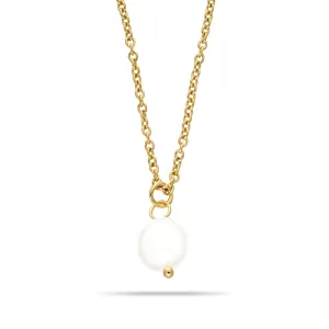 Pearl single necklace gold