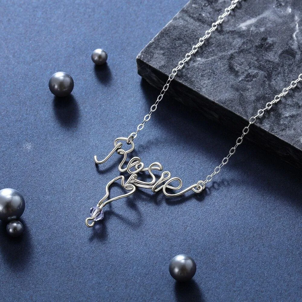 Personalized Necklaces For Women, Sterling Silver Customized Letter Nameplate Jewellery, Heart Pendant Necklaces For Women