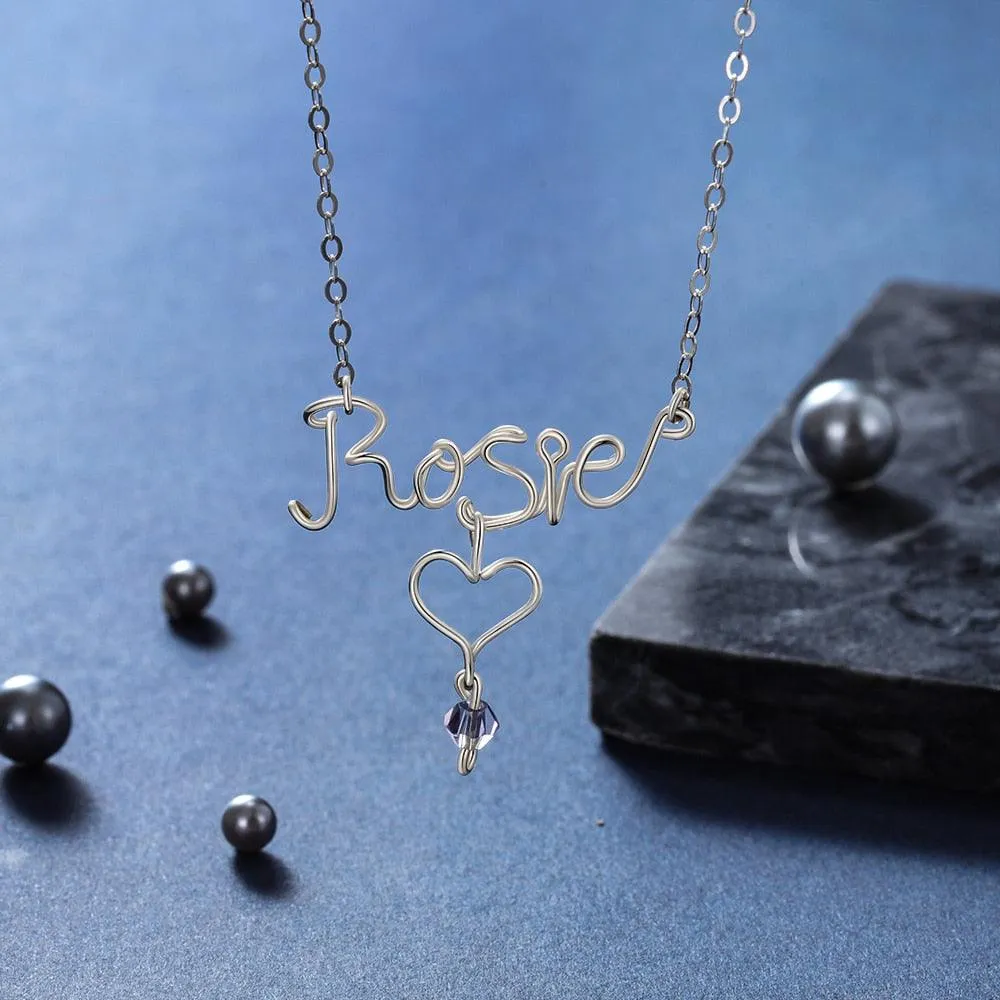 Personalized Necklaces For Women, Sterling Silver Customized Letter Nameplate Jewellery, Heart Pendant Necklaces For Women
