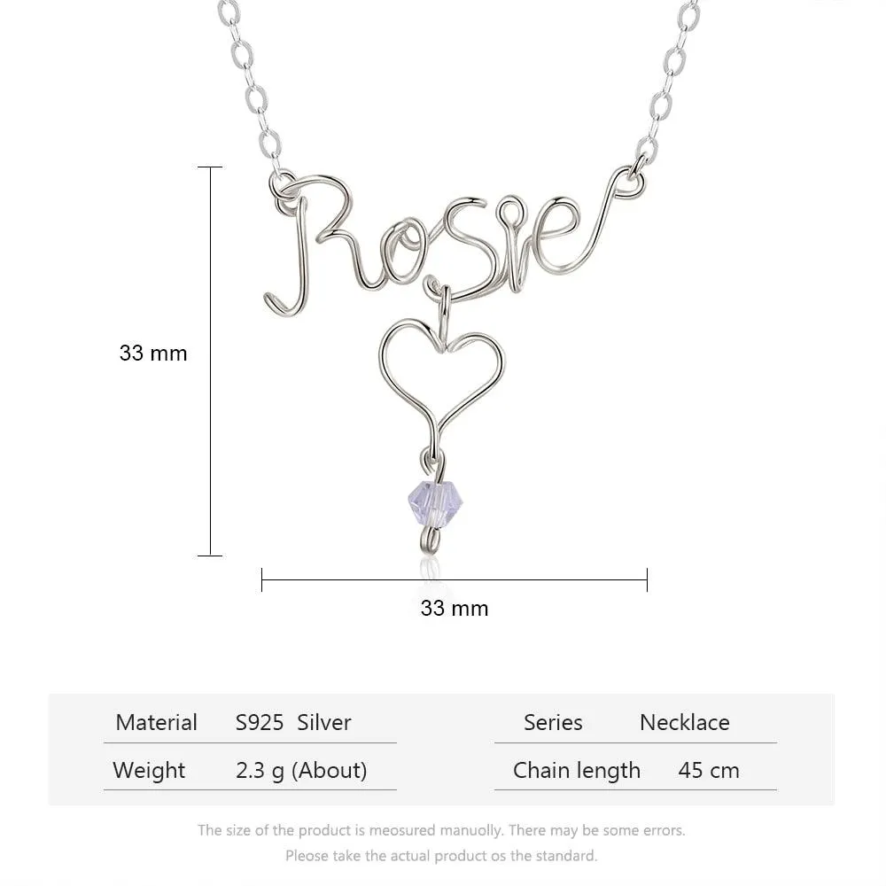 Personalized Necklaces For Women, Sterling Silver Customized Letter Nameplate Jewellery, Heart Pendant Necklaces For Women
