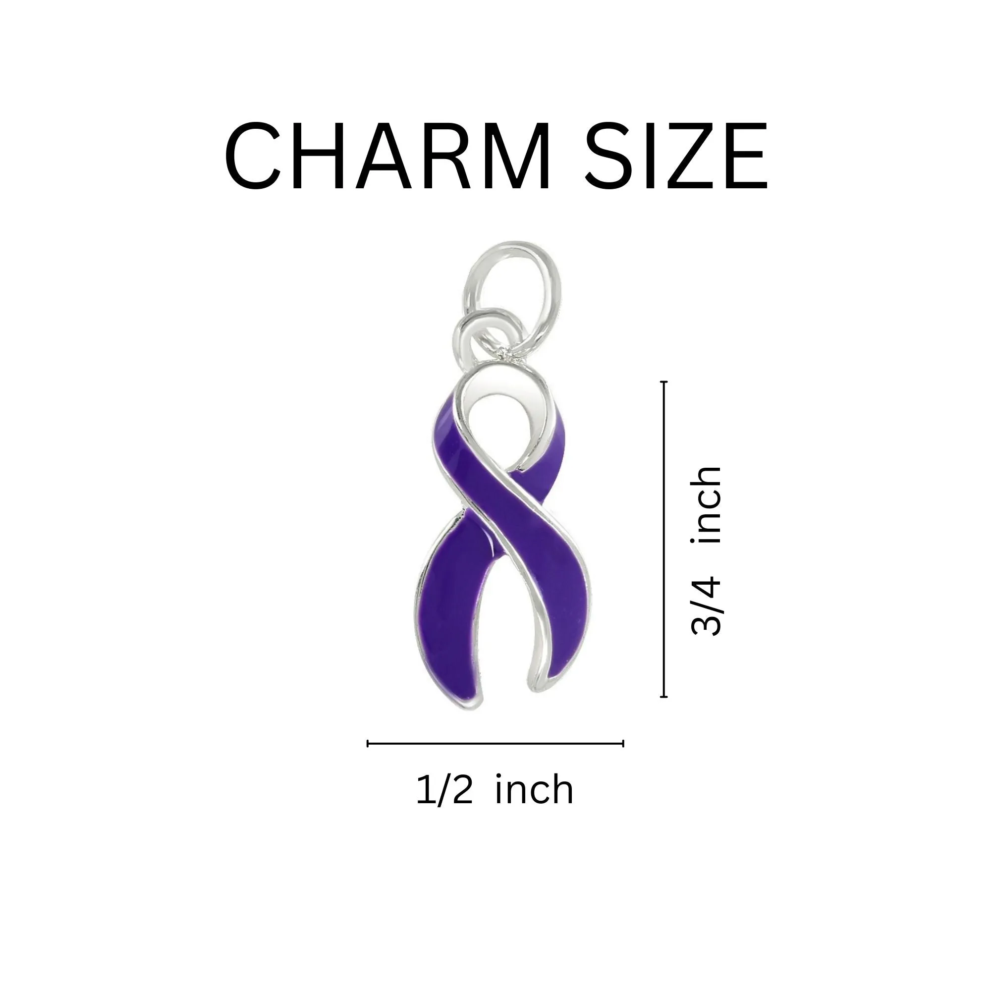 Purple Ribbon Charm Black Cord Bracelets