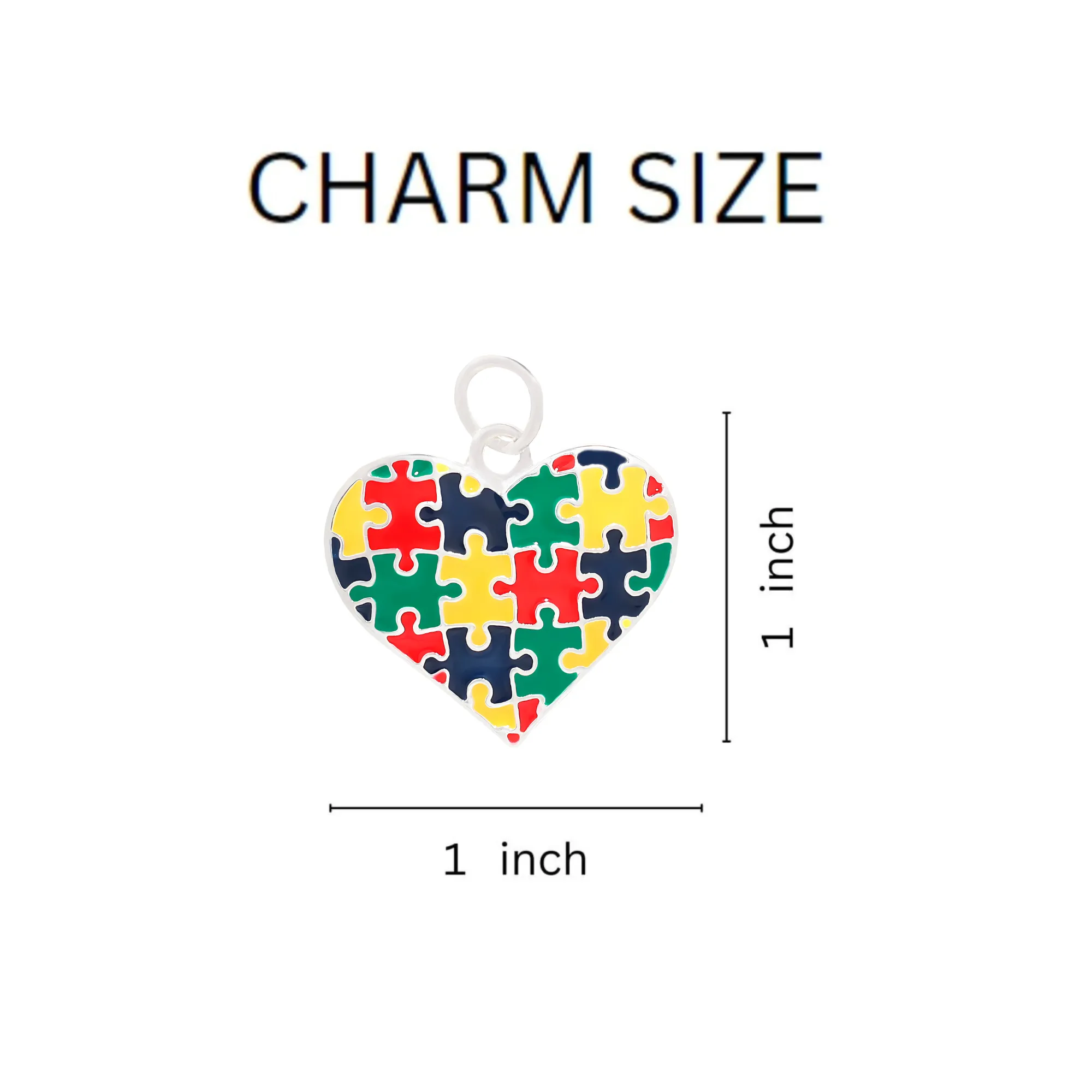 Puzzle Piece Autism Awareness Multicolored Heart Necklaces