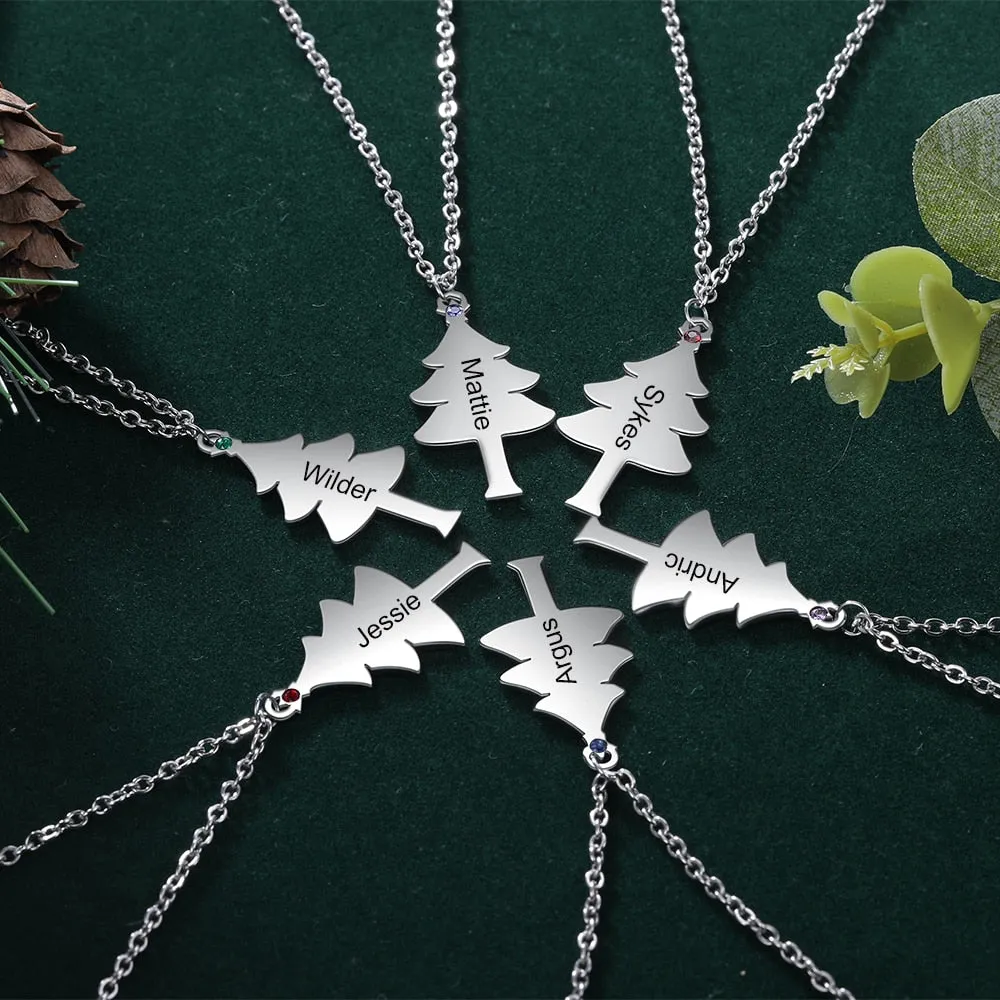 Set Of 6 Tree BFF Necklaces With Birthstone