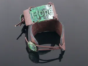 Simple leather cuff bracelet with stamping (Web-294)
