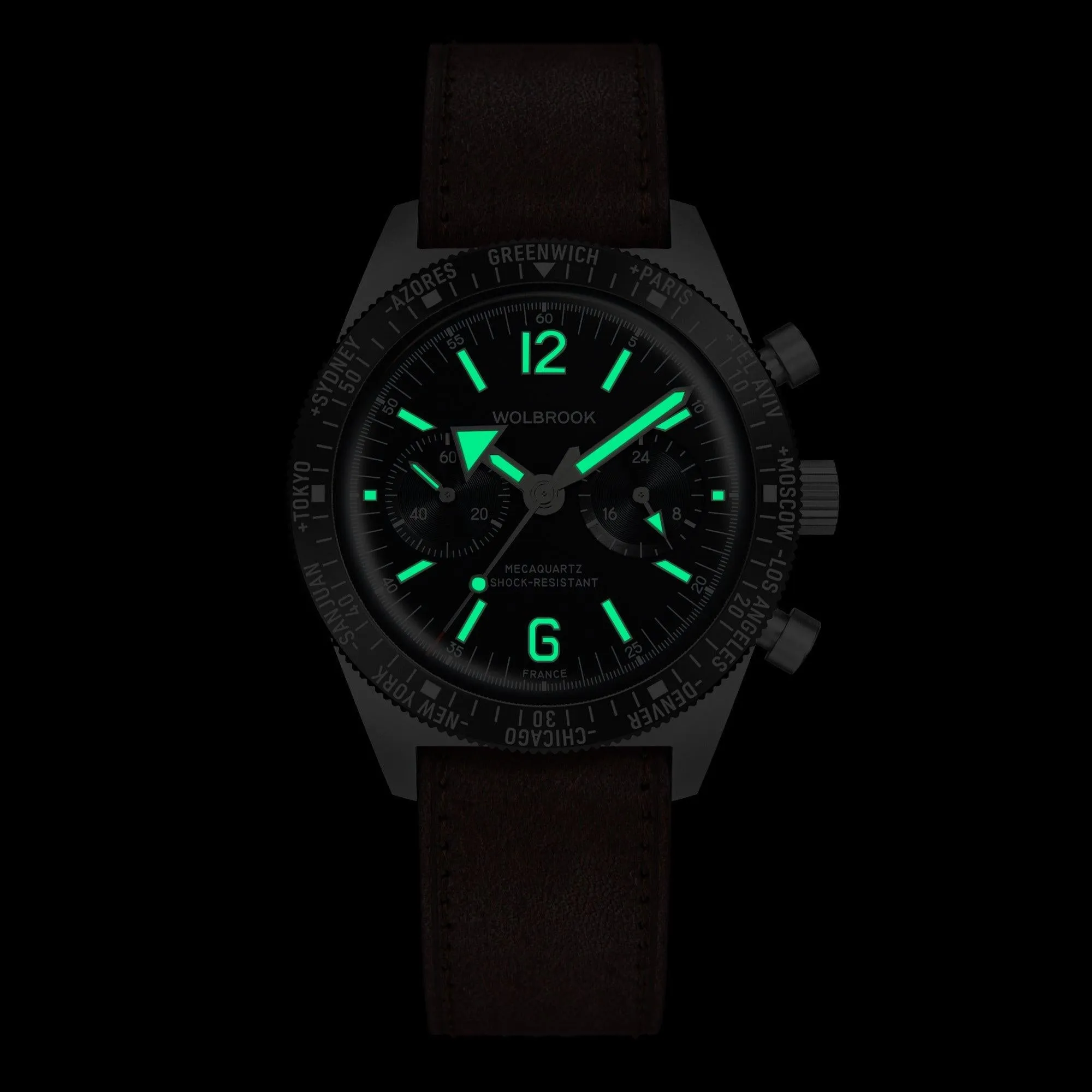 Skindiver WT Chrono-Mecaquartz Black Bezel Vintage Chronograph