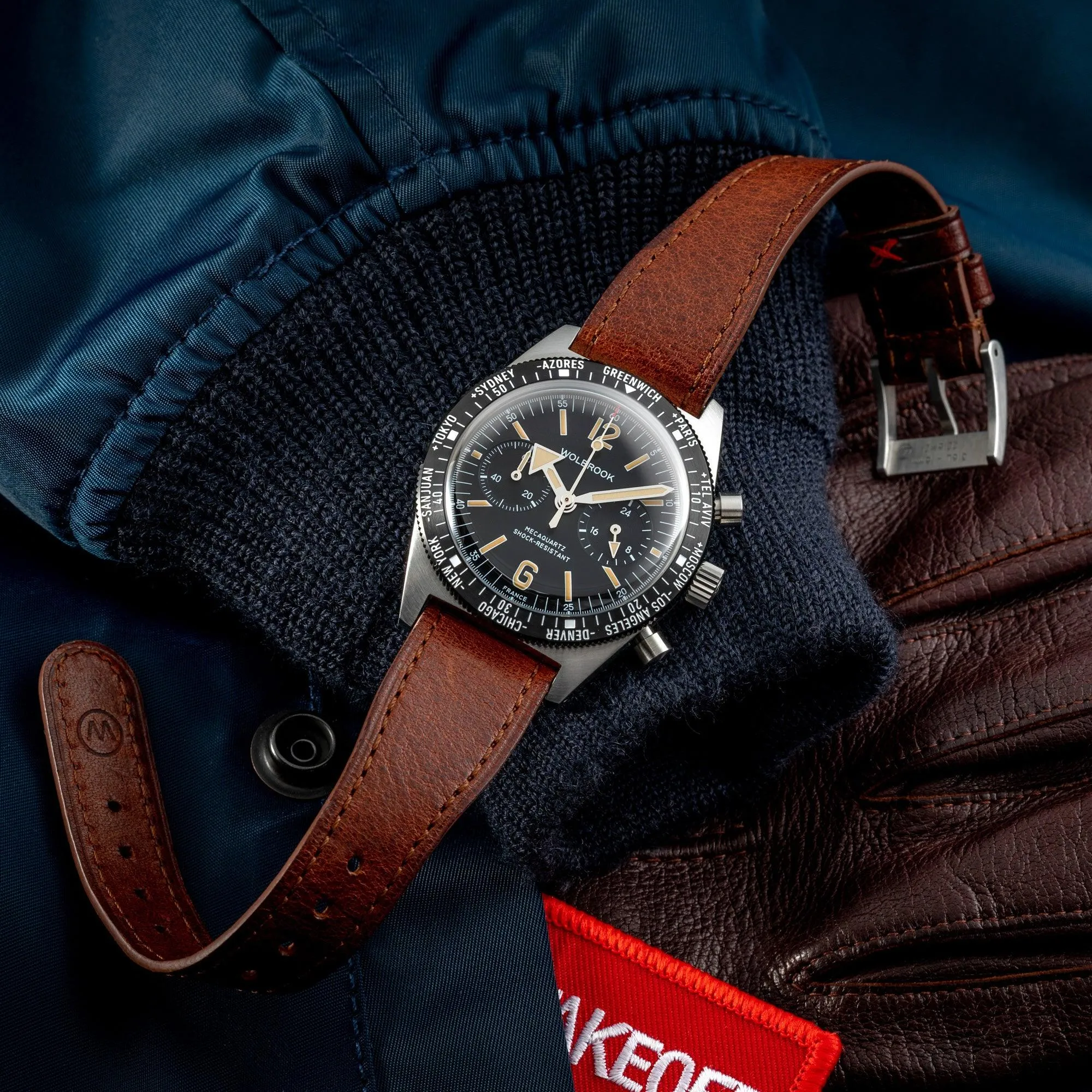 Skindiver WT Chrono-Mecaquartz Black Bezel Vintage Chronograph