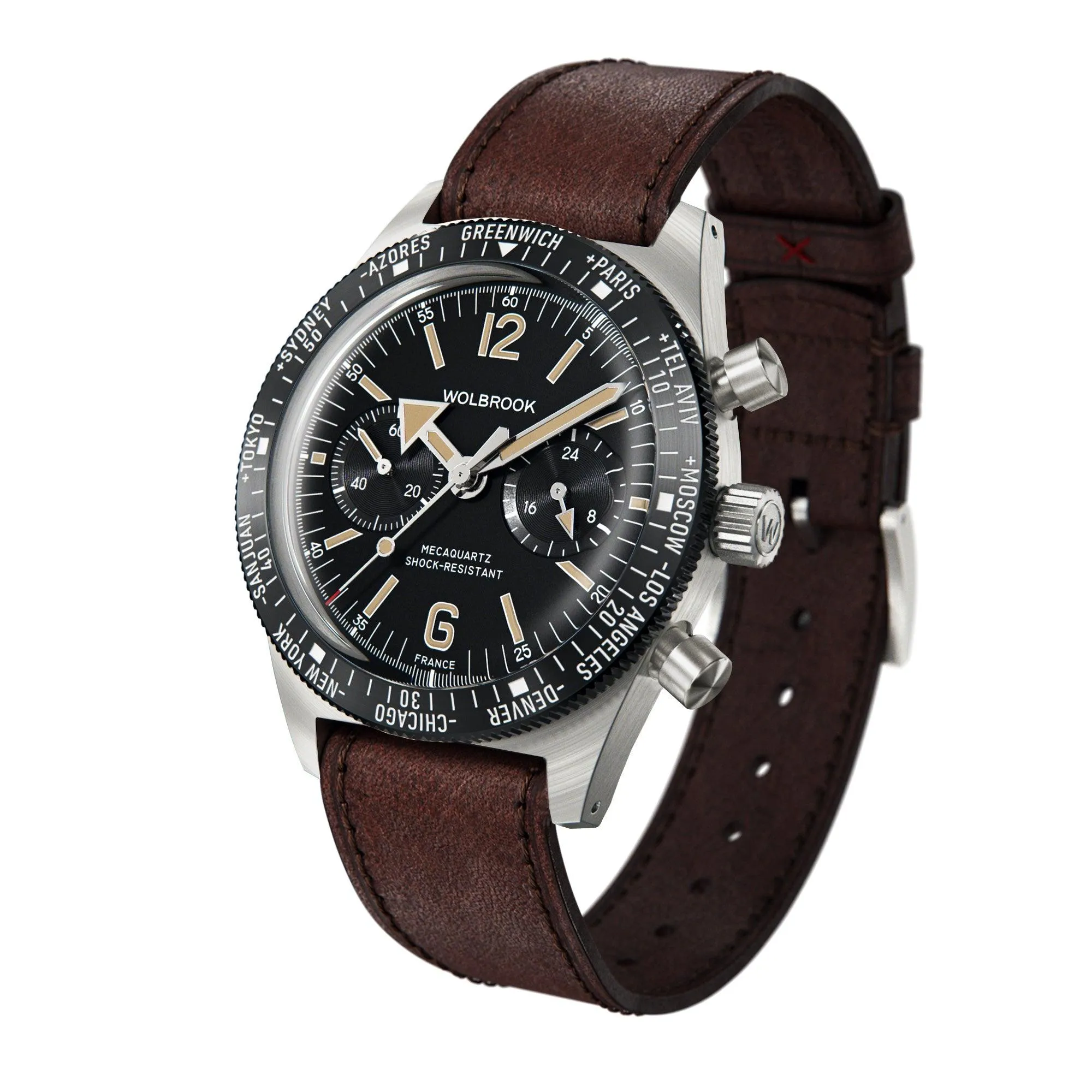 Skindiver WT Chrono-Mecaquartz Black Bezel Vintage Chronograph