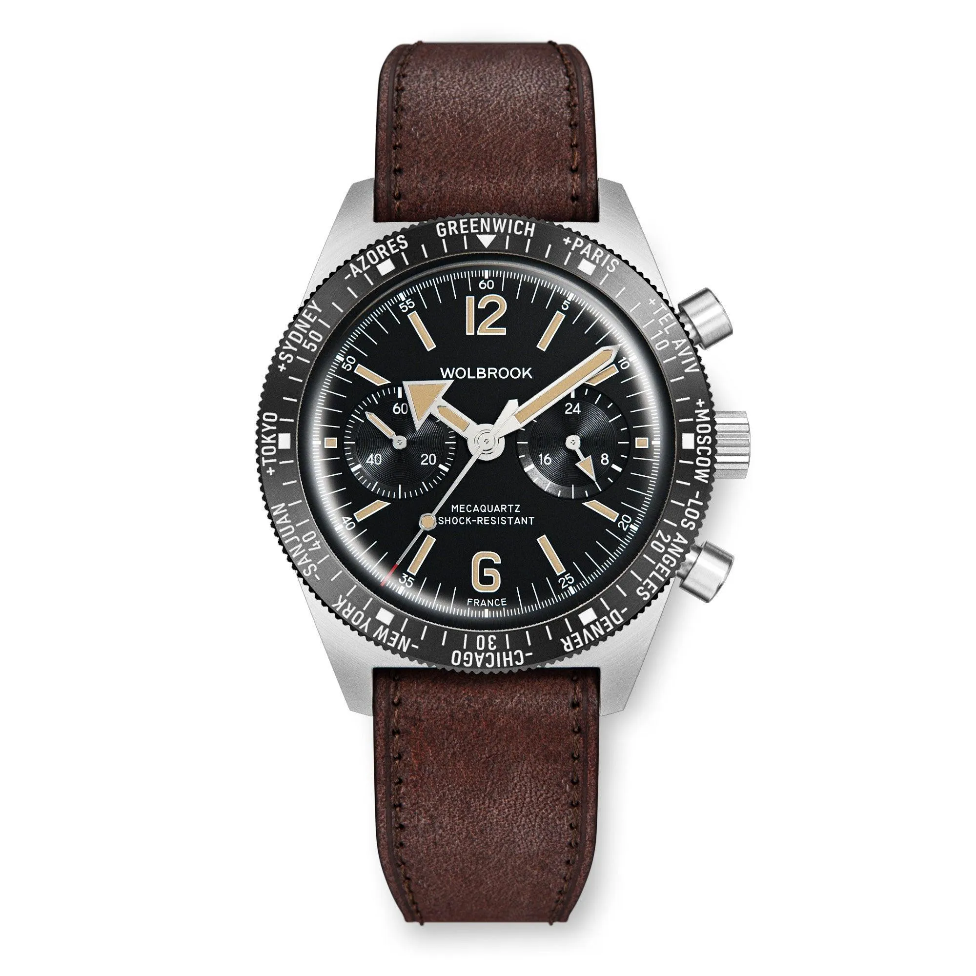 Skindiver WT Chrono-Mecaquartz Black Bezel Vintage Chronograph
