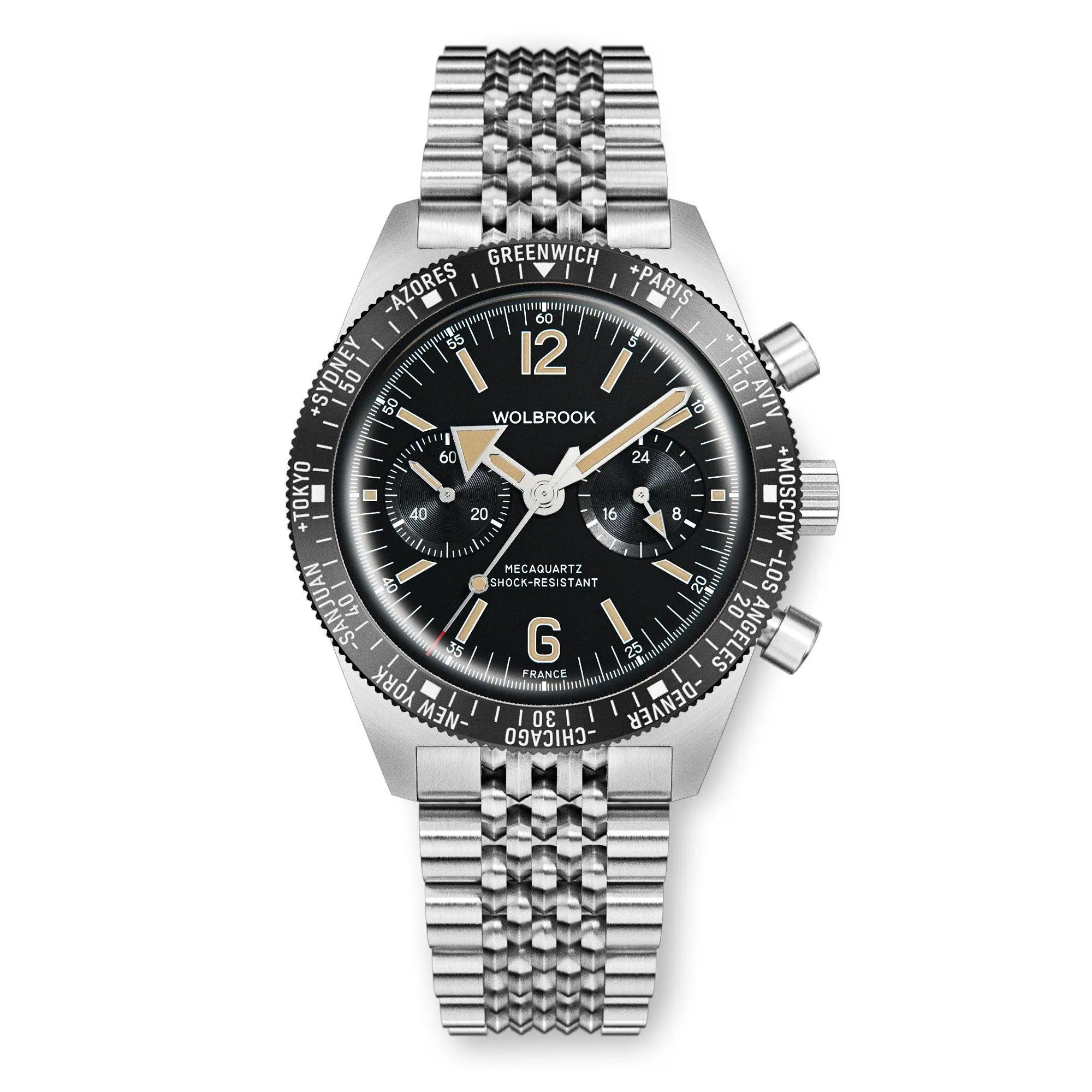 Skindiver WT Chrono-Mecaquartz Black Bezel Vintage Chronograph