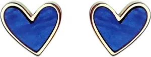 Small Heart Stud Earrings, Hypoallergenic Cute Heart Earrings Stud for Women Jewelry Gift Blue