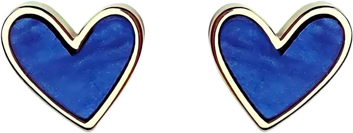 Small Heart Stud Earrings, Hypoallergenic Cute Heart Earrings Stud for Women Jewelry Gift Blue