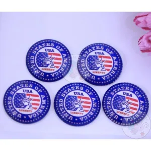 Small Round Glass Cabochon - America