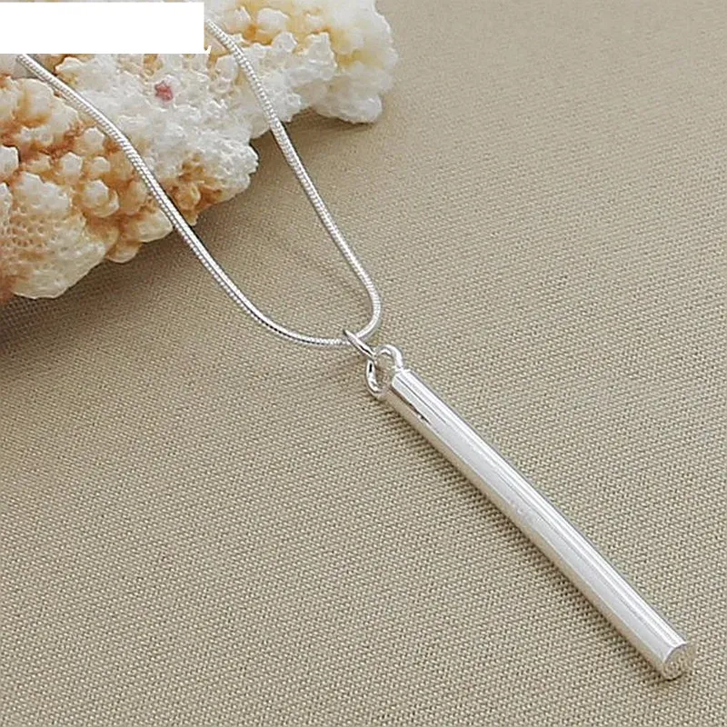 Square/Round Pillar Pendant Necklace