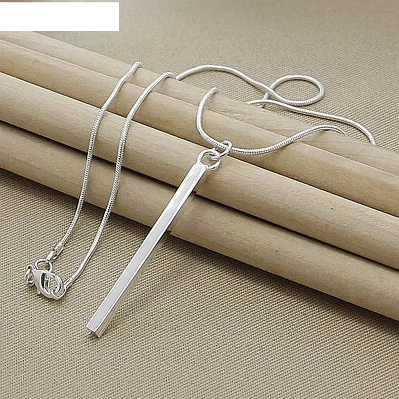 Square/Round Pillar Pendant Necklace