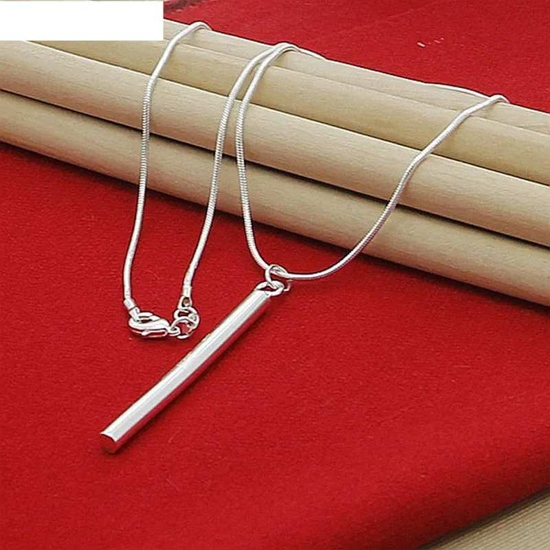 Square/Round Pillar Pendant Necklace