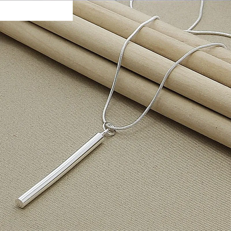 Square/Round Pillar Pendant Necklace
