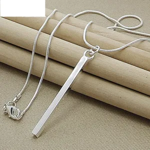 Square/Round Pillar Pendant Necklace