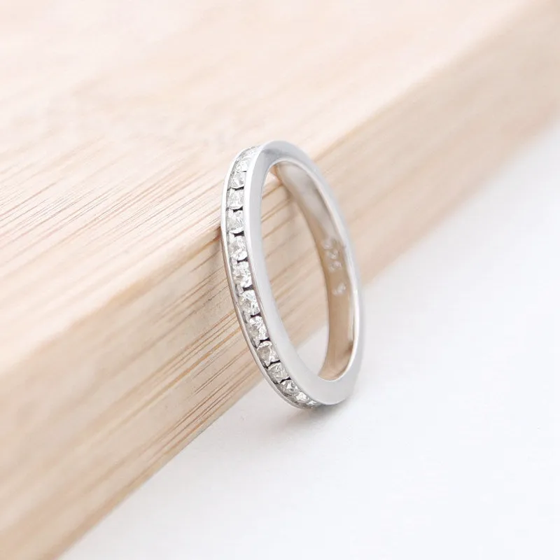 Sterling Silver CZ Paved Eternity Ring