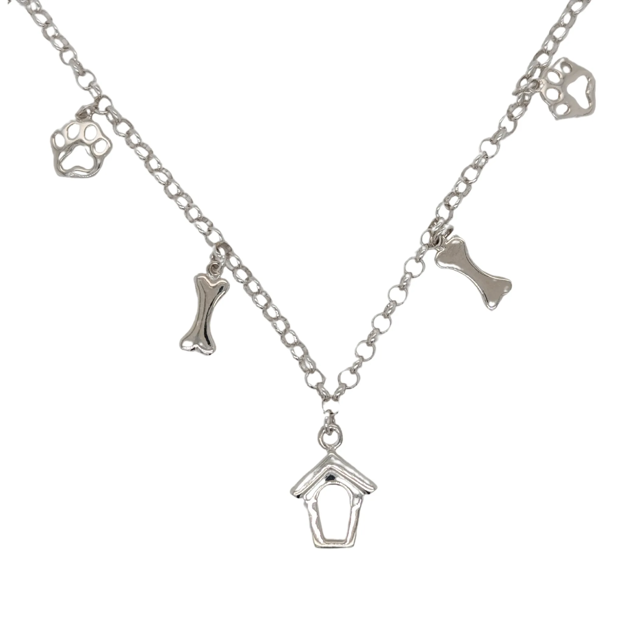 Sterling Silver Dog Themed Statement Bracelet 7.5"
