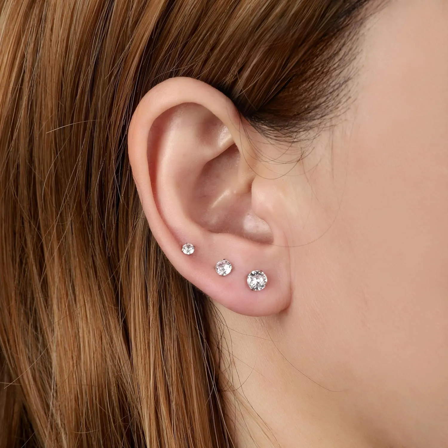 Surgical Steel Earrings Sets for Multiple Piercing Lightweight Small Huggie Hoop Earrings CZ Stud Earrings for Women Trendy Cartilage Hypoallergenic