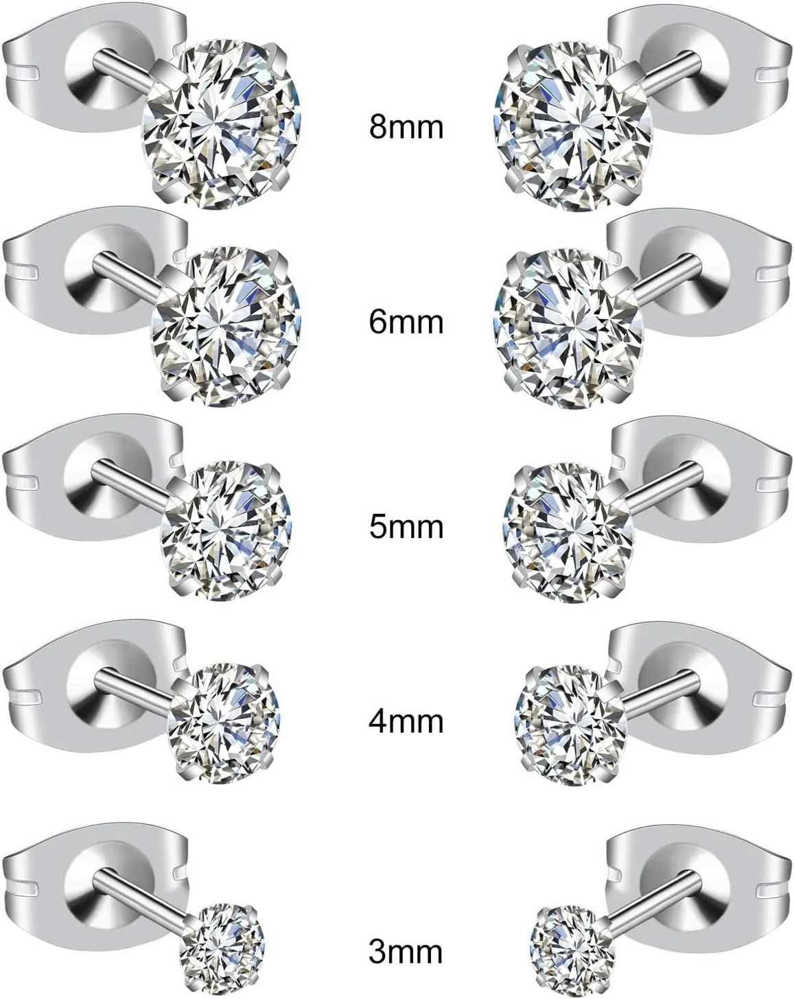 Surgical Steel Earrings Sets for Multiple Piercing Lightweight Small Huggie Hoop Earrings CZ Stud Earrings for Women Trendy Cartilage Hypoallergenic