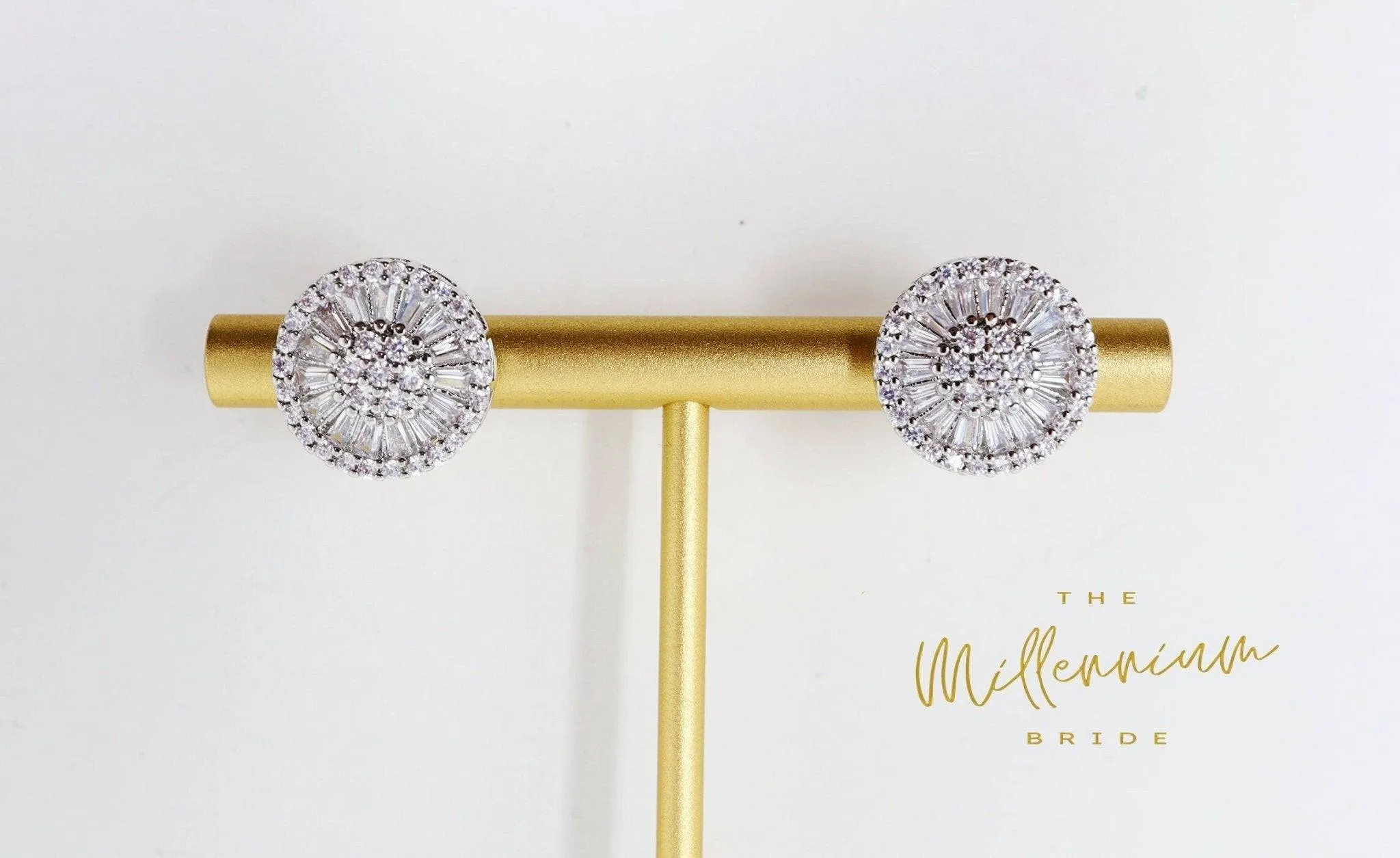 Swarovski Crystal Floral Circle stud Earrings, Bridal Jewelry, Bridal Stud Earrings, Crystal Bridal Earrings, Statement Earrings Cz