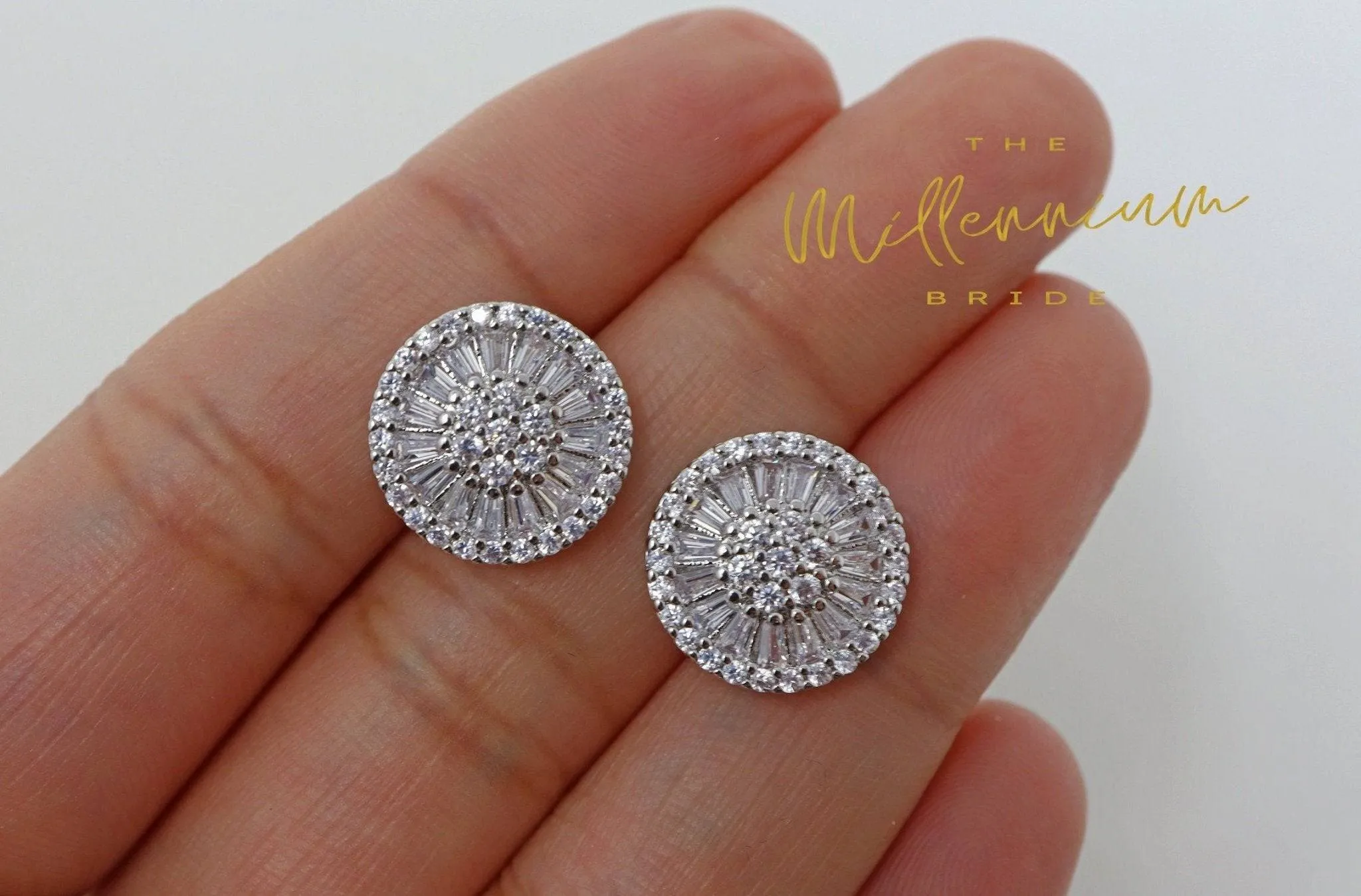 Swarovski Crystal Floral Circle stud Earrings, Bridal Jewelry, Bridal Stud Earrings, Crystal Bridal Earrings, Statement Earrings Cz