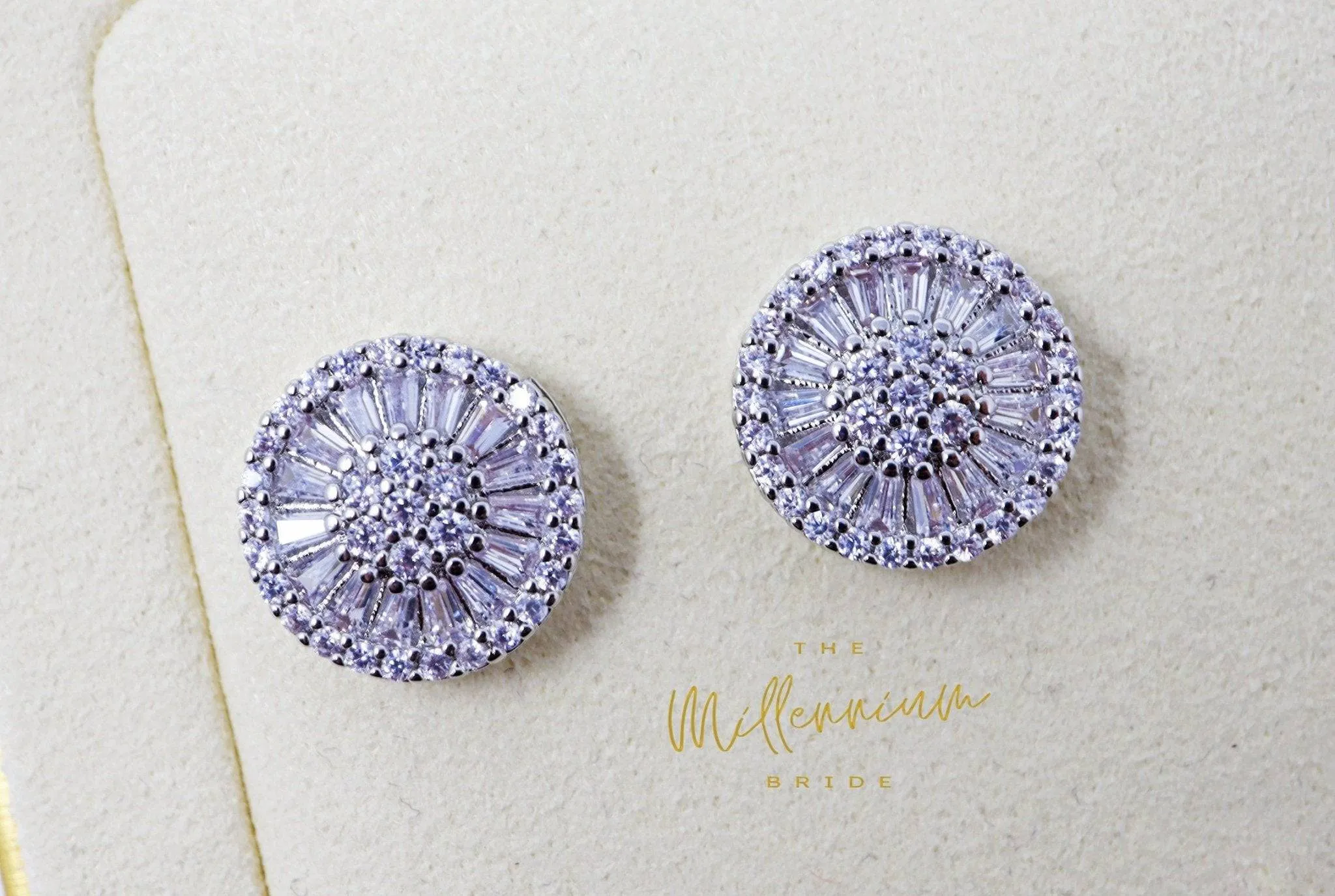 Swarovski Crystal Floral Circle stud Earrings, Bridal Jewelry, Bridal Stud Earrings, Crystal Bridal Earrings, Statement Earrings Cz