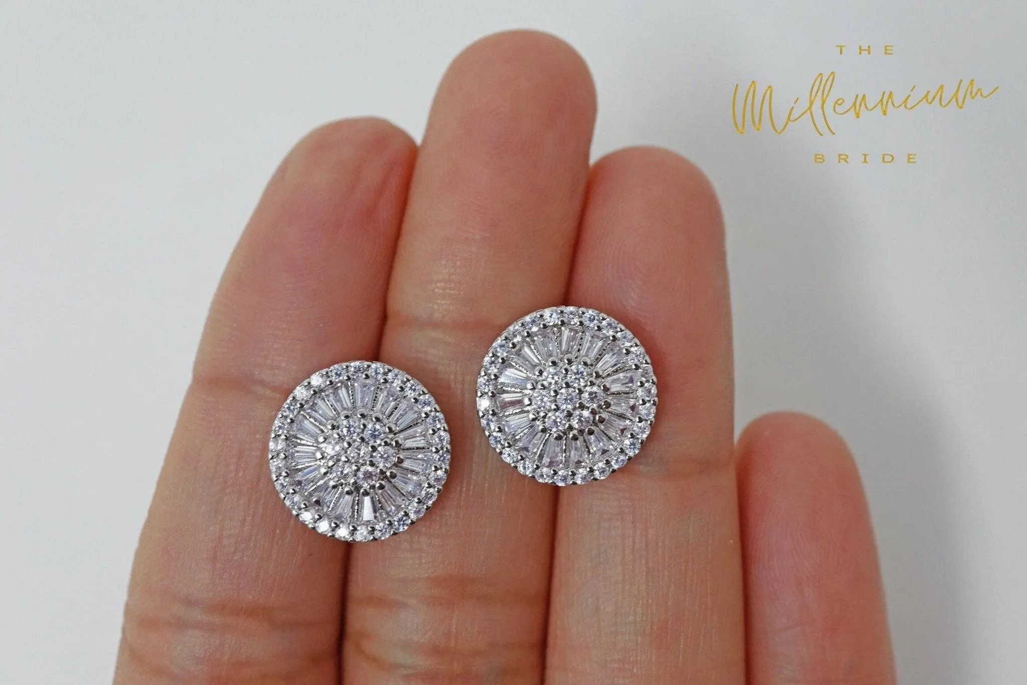 Swarovski Crystal Floral Circle stud Earrings, Bridal Jewelry, Bridal Stud Earrings, Crystal Bridal Earrings, Statement Earrings Cz