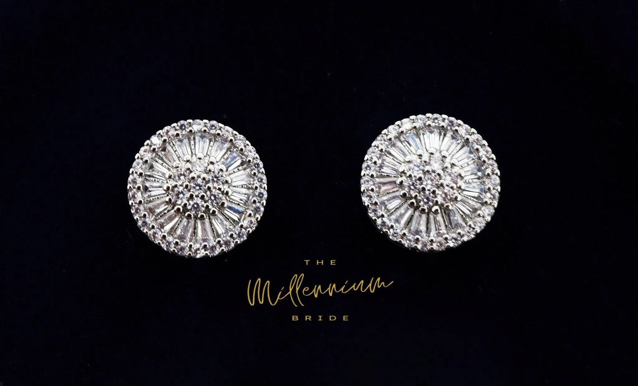 Swarovski Crystal Floral Circle stud Earrings, Bridal Jewelry, Bridal Stud Earrings, Crystal Bridal Earrings, Statement Earrings Cz