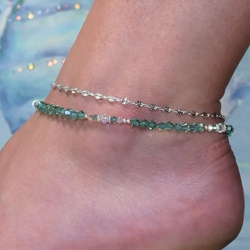 Swarovski™ Crystals Anklet - Luminous Light Turquoise