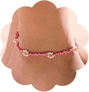 Tgirls Boho Anklets Beach Ankle Bracelets Beaded Foot Chain Flower Foot Jewelry for Women