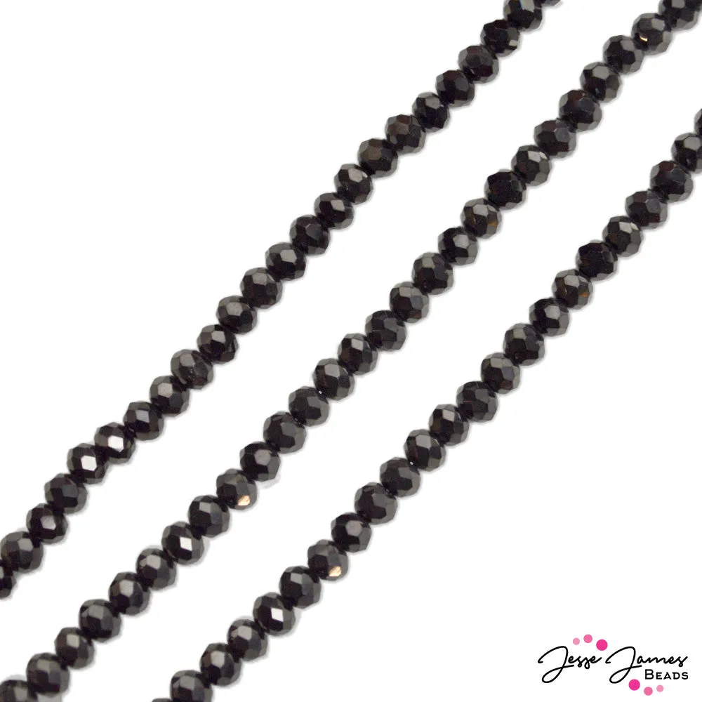 Thunder Polish Glass Strand 4x2mm in Midnight Abyss