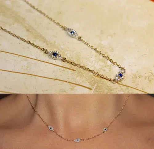 Turkish evil eye  adorable chain necklace