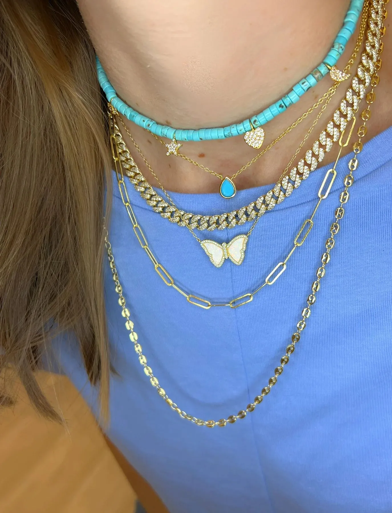 Turquoise Pukka Multi Charm Choker Necklace