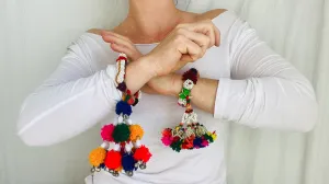 Two Vintage Banjara Tassel Bracelet. Tassels. 0195
