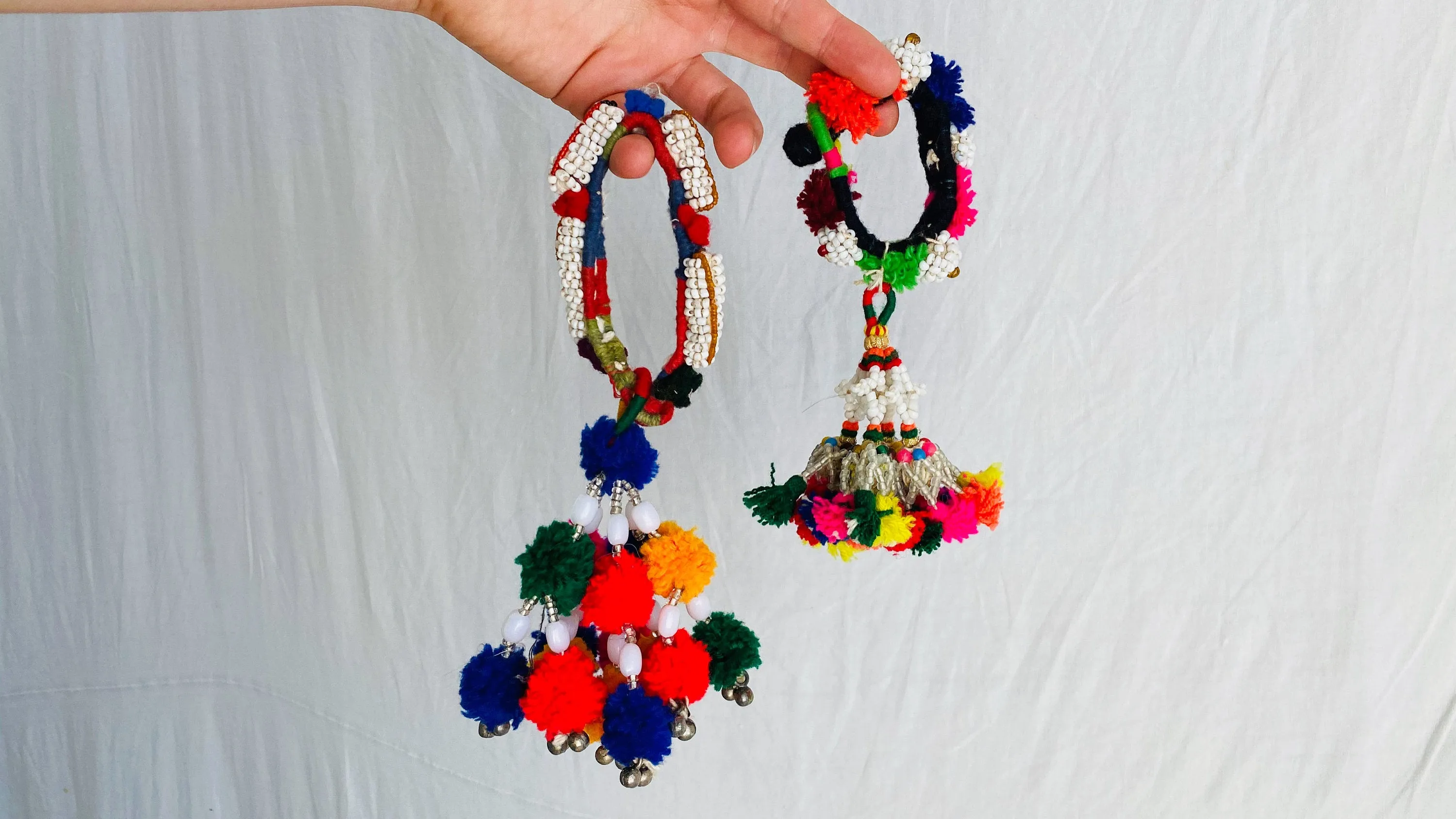 Two Vintage Banjara Tassel Bracelet. Tassels. 0195