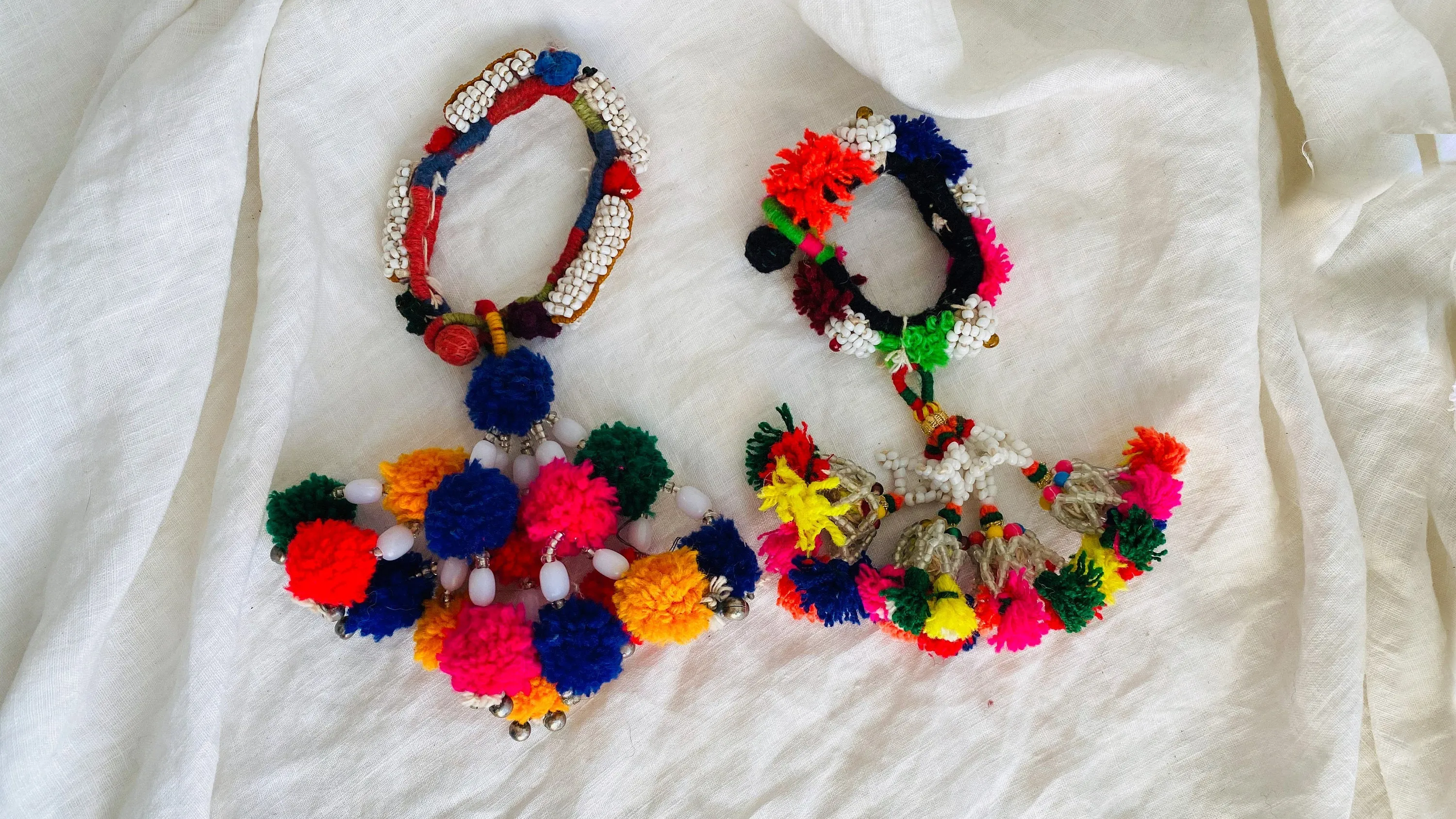 Two Vintage Banjara Tassel Bracelet. Tassels. 0195