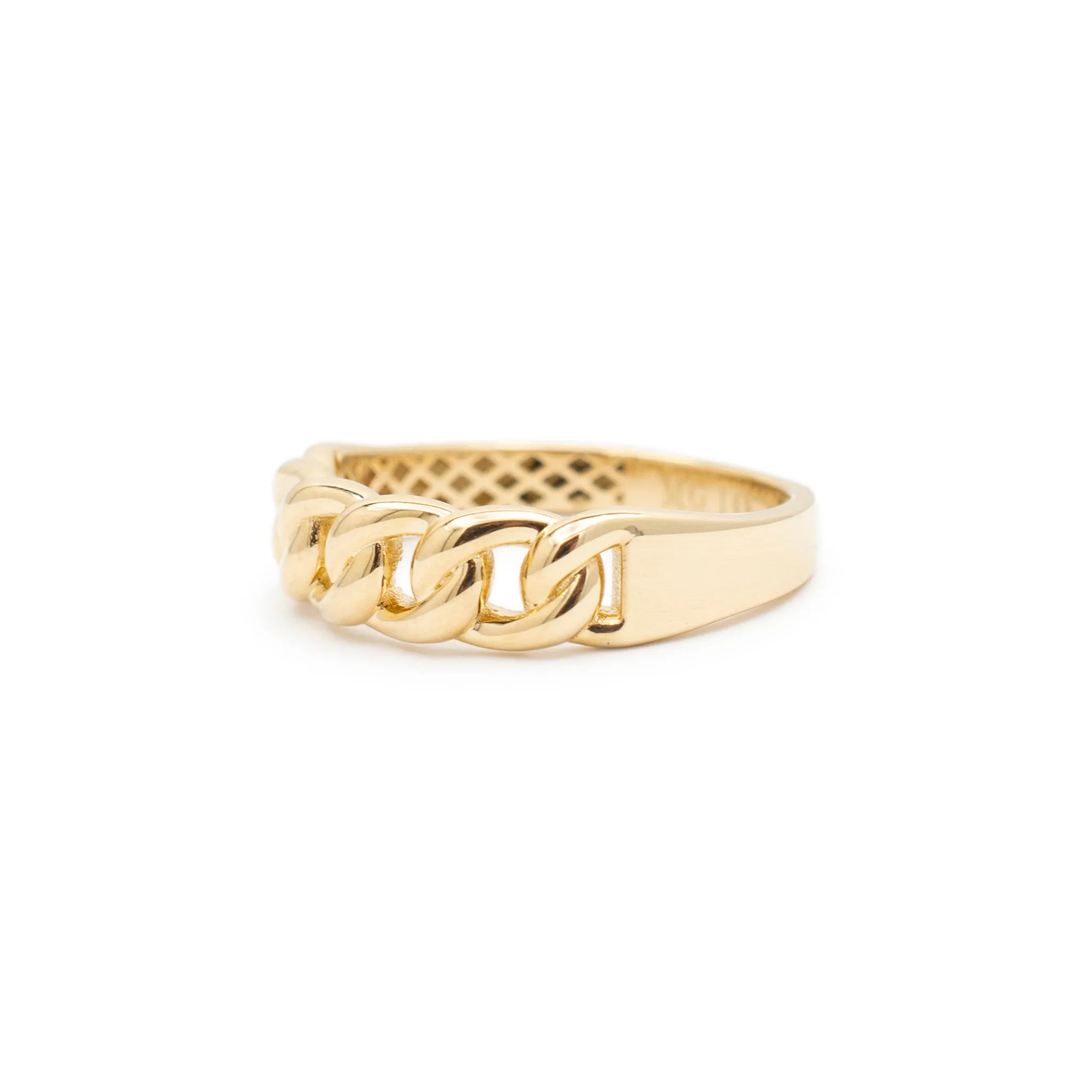 Unisex 14K Yellow Gold Cuban Link Band Ring
