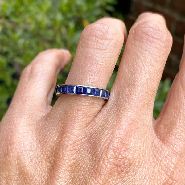 Vintage Sapphire Eternity Band, Size 6 1/4