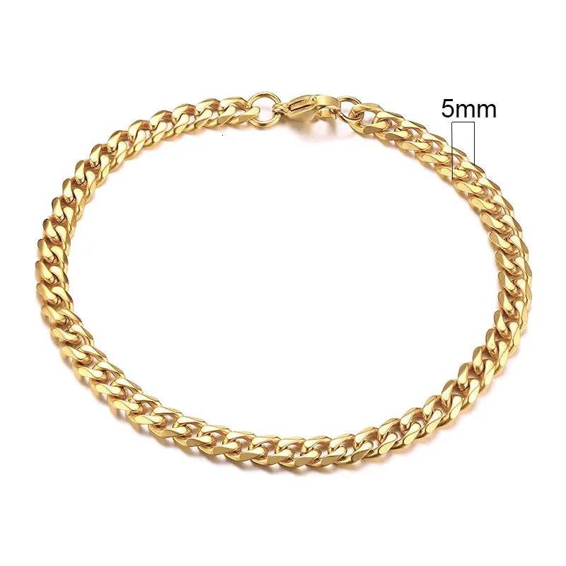 Vnox Basic 3/5/7/9/11mm Wide Curb Cuban Link Chain Bracelets for Men Women Jewelry Anti Allergy Stainless Steel Wristband Gifts