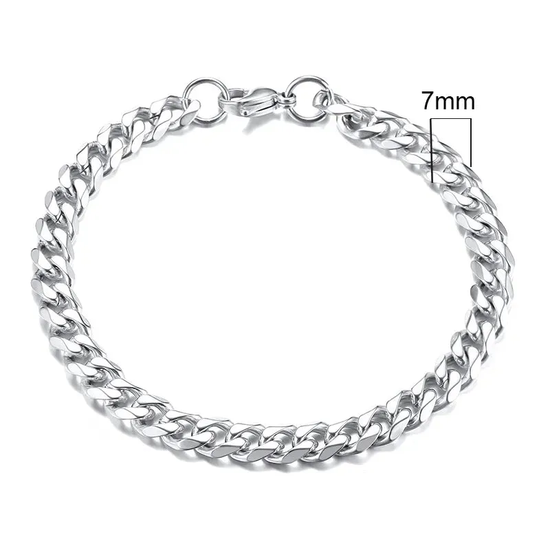 Vnox Basic 3/5/7/9/11mm Wide Curb Cuban Link Chain Bracelets for Men Women Jewelry Anti Allergy Stainless Steel Wristband Gifts