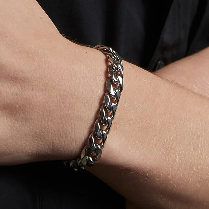 Vnox Basic 3/5/7/9/11mm Wide Curb Cuban Link Chain Bracelets for Men Women Jewelry Anti Allergy Stainless Steel Wristband Gifts