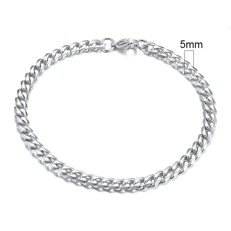 Vnox Basic 3/5/7/9/11mm Wide Curb Cuban Link Chain Bracelets for Men Women Jewelry Anti Allergy Stainless Steel Wristband Gifts