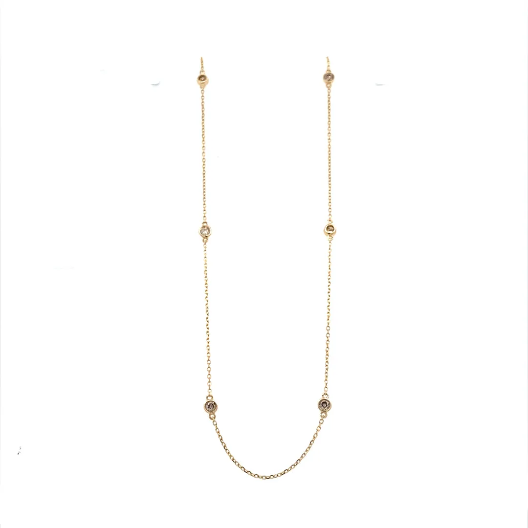 Yellow Gold Station 1/2 ctw Diamond Necklace