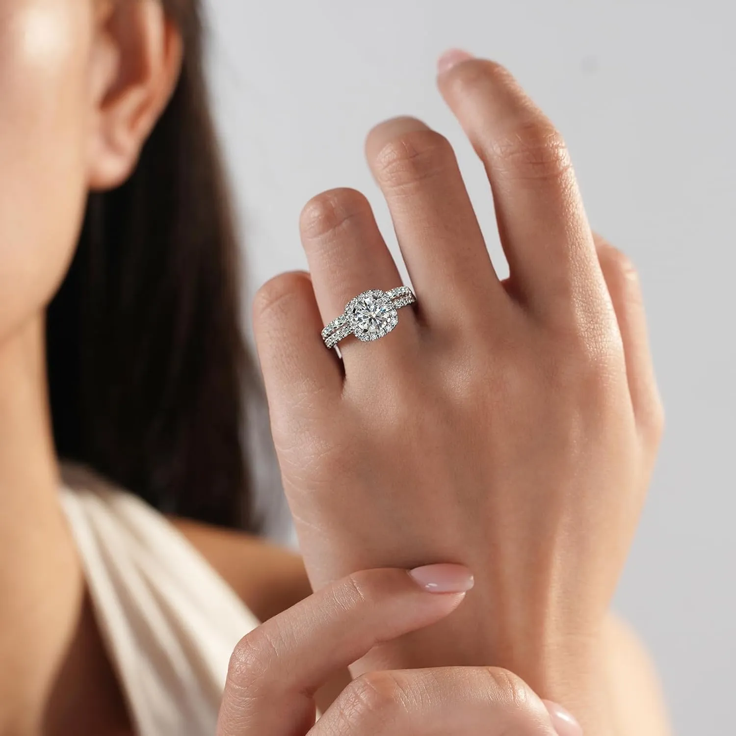 YODEWA Moissanite Wedding Band for Women Half Eternity 925 Sterling Silver 0.3ct DEF Color VVS Lab Created Moissanite Thin Real Moissanite Anniversary Engagement Bands Ring Size 4-11